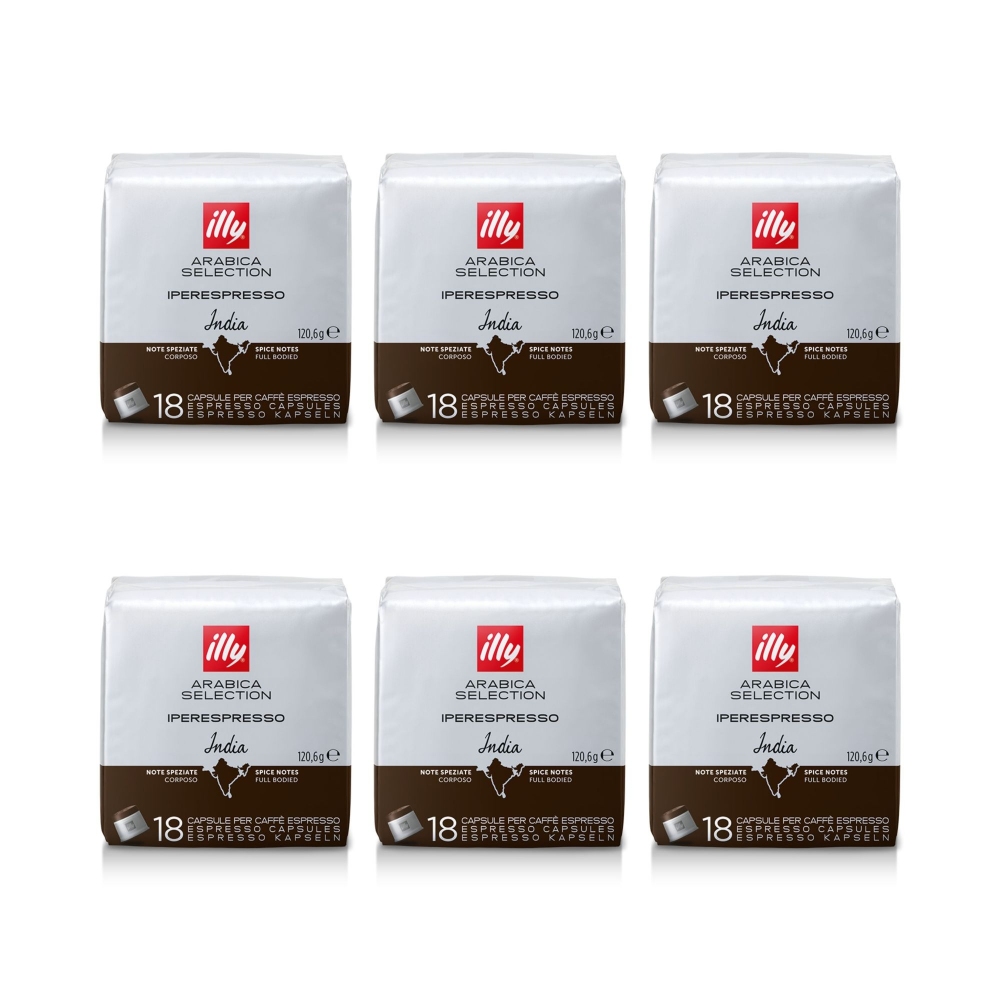 Illy 6 pacchi da 18 capsule caffè Iperespresso Arabica Selection India