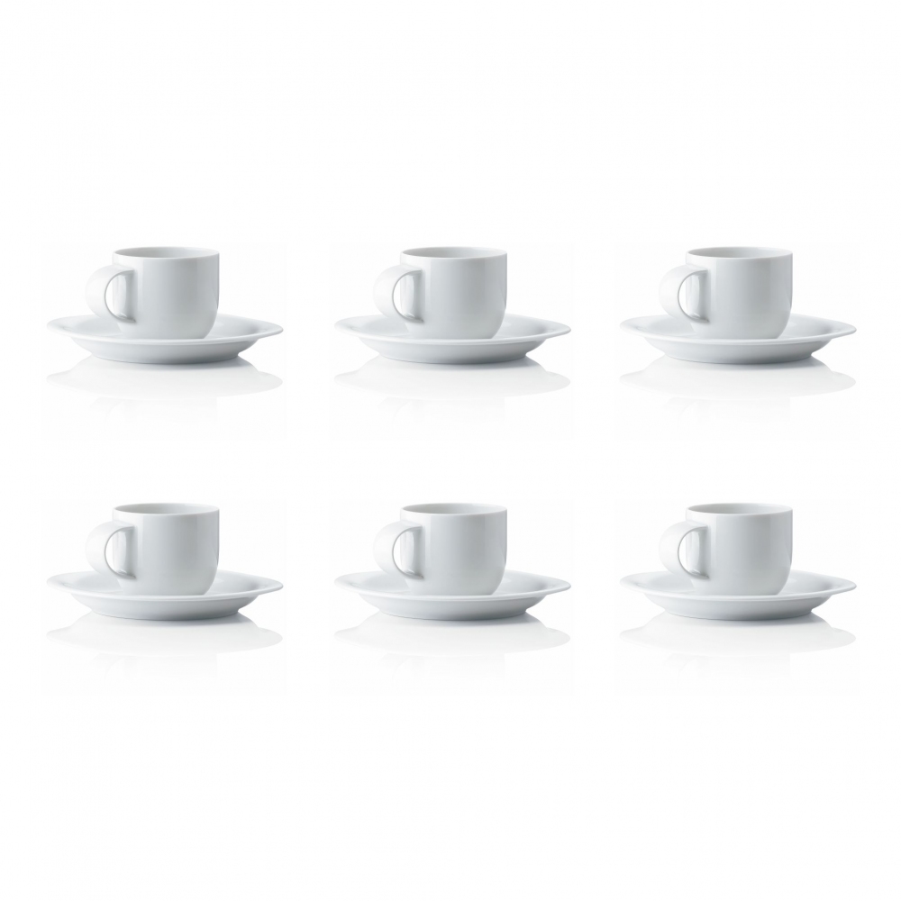 Set 4 tazze da caffè impilate su supporto metallico