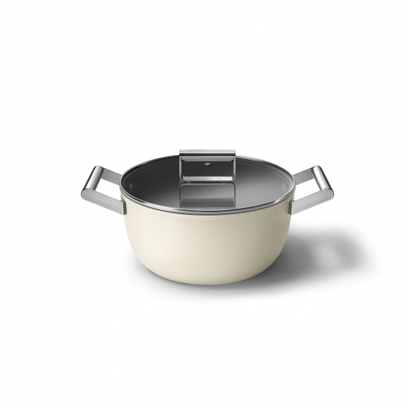 Smeg Padella antiaderente Cookware, Nero Estetica 50's Style Diam. 24 cm.