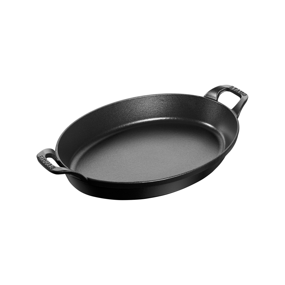 Rostiera ovale in ghisa per induzione colore nero con maniglie di Staub,  diam.21cm