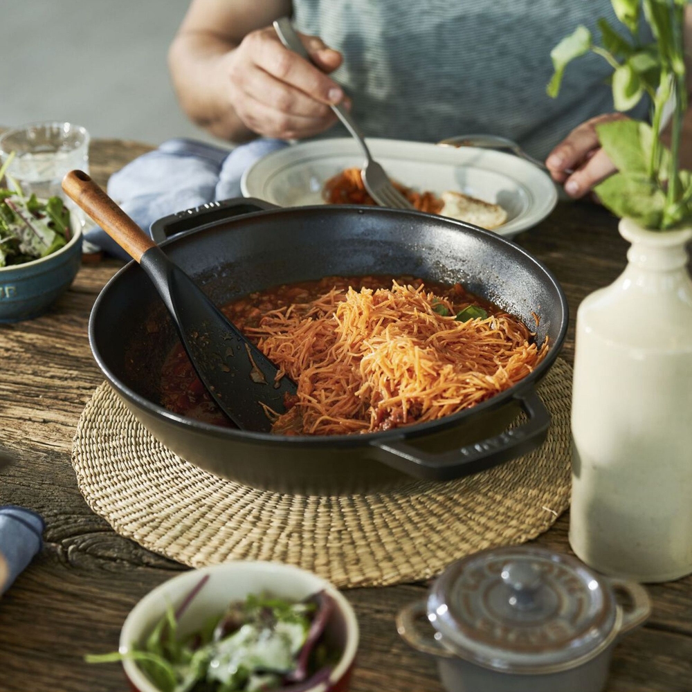 STAUB Cast Iron, Wok, Cherry, 30 cm