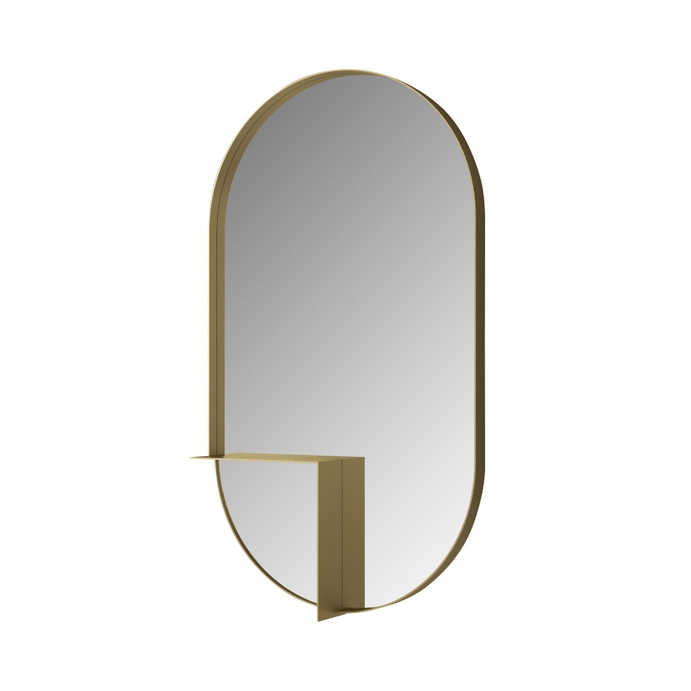 Ex.t Nouveau oval mirror with left shelf